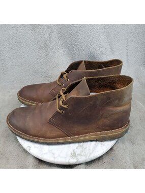 Clarks Shoes Mens Size 11 Brown Leather Originals Desert Chukka Boots *Read*